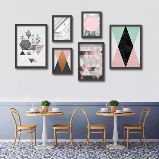 Abstract Geometric Wall Painting with Modern Nordic Minimalist Style
