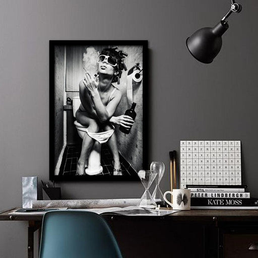 Alluring Woman Smoking Canvas Art Print for Chic Room Enhancement
