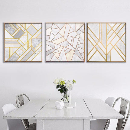 Sophisticated Golden Geometric Canvas Art - Elevate Your Home Decor