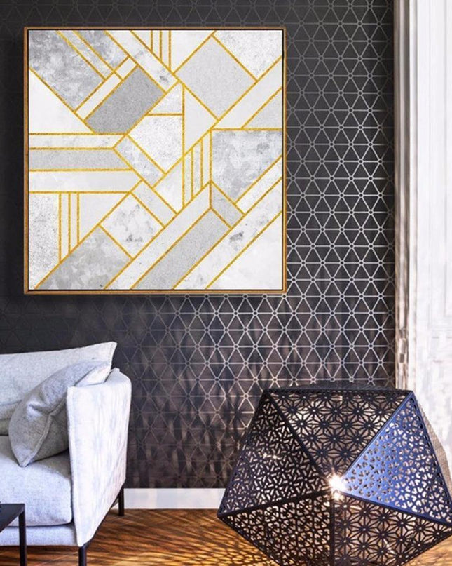 Sophisticated Golden Geometric Canvas Art - Elevate Your Home Decor