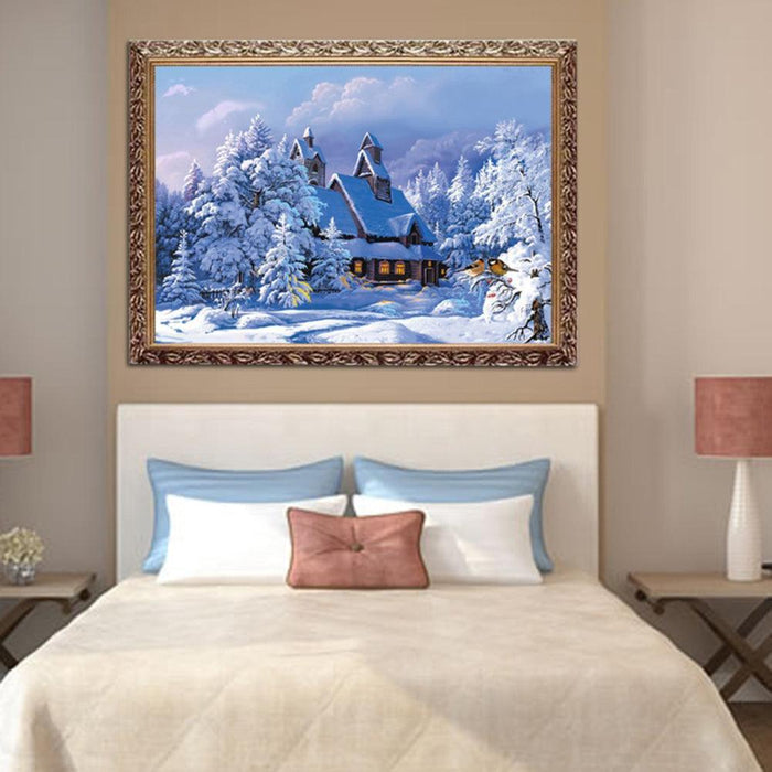 Winter Wonderland Snow House Diamond Painting Craft Kit - DIY Home Wall Decor
