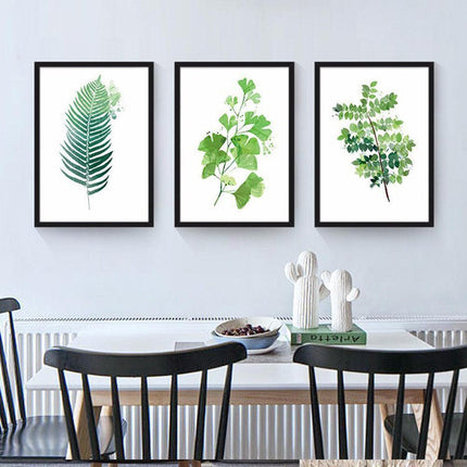 Botanical Serenity: Green Leaf Canvas Art for Elegant Home Decor