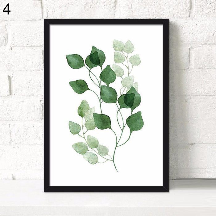 Green Botanical Leaf Canvas Wall Art for Modern Home Decor