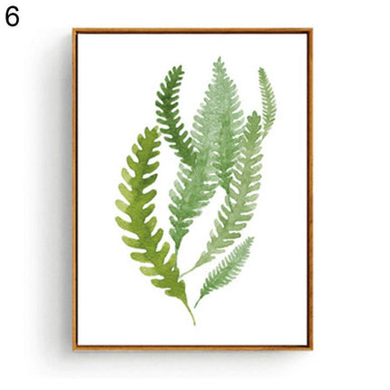Botanical Serenity: Green Leaf Canvas Art for Elegant Home Decor