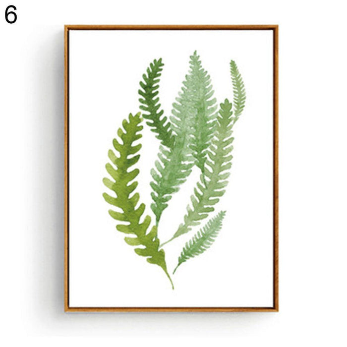 Green Botanical Leaf Canvas Wall Art for Modern Home Decor