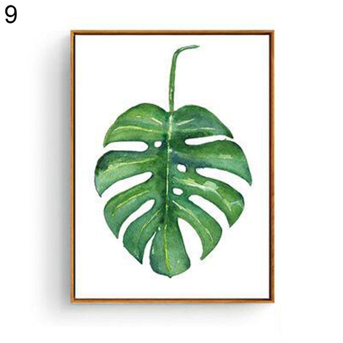 Green Botanical Leaf Canvas Wall Art for Modern Home Decor