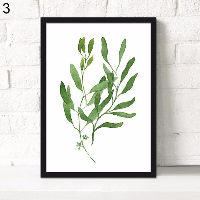 Green Botanical Leaf Canvas Wall Art for Modern Home Decor