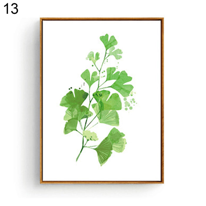 Green Botanical Leaf Canvas Wall Art for Modern Home Decor