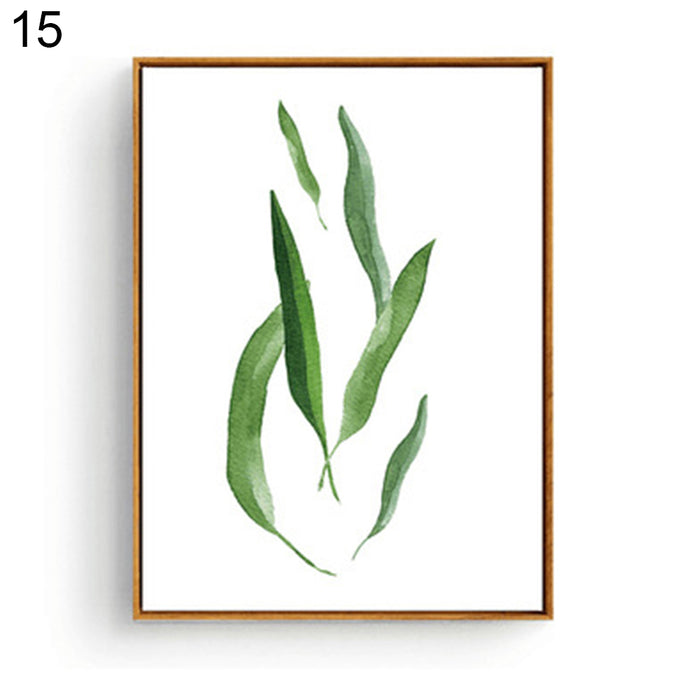 Green Botanical Leaf Canvas Wall Art for Modern Home Decor