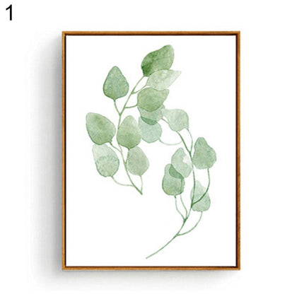 Botanical Serenity: Green Leaf Canvas Art for Elegant Home Decor