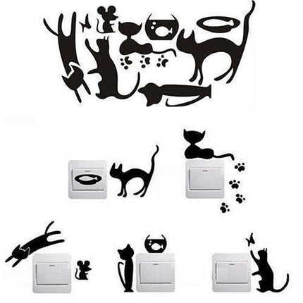 Charming Cat and Mouse Light Switch Sticker Collection - Playful Home Accent Kit