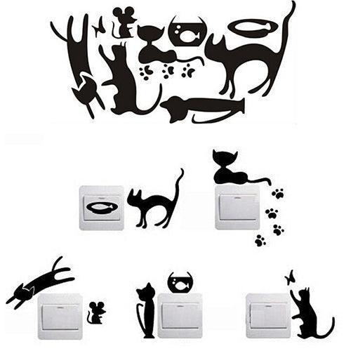 Charming Cat and Mouse Light Switch Sticker Collection - Playful Home Accent Kit