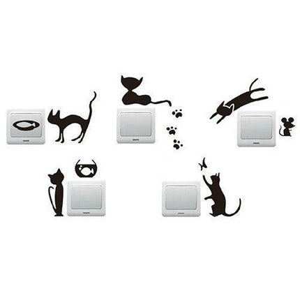Charming Cat and Mouse Light Switch Sticker Collection - Playful Home Accent Kit
