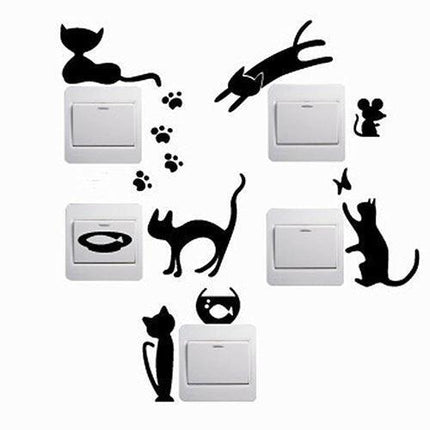 Charming Cat and Mouse Light Switch Sticker Collection - Playful Home Accent Kit