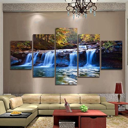 Tranquil Waterfall Cascade Art Set for Home Ambiance