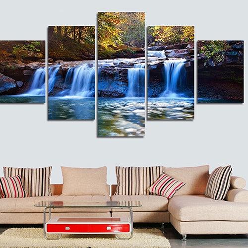 5 Pcs/Set Unframed Waterfall Wall Art Pictures for Living Room Home Decoration