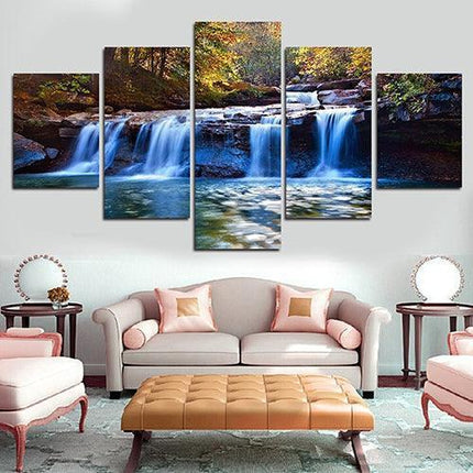 Cascading Serenity: Waterfall Canvas Art Collection for a Calming Home