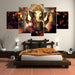 Divine Ganesha Elephant Wall Art Set | 5-Piece Chemical Fabric Décor