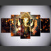 Divine Ganesha Elephant Wall Art Set | 5-Piece Chemical Fabric Décor