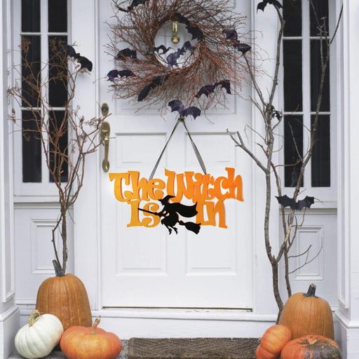 The Witch Is In Non-Woven Fabric Halloween Hanging Door Sign – Spooky Home Decor - Très Elite
