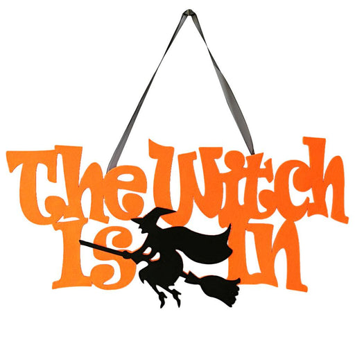 The Witch Is In Non-Woven Fabric Halloween Hanging Door Sign – Spooky Home Decor - Très Elite