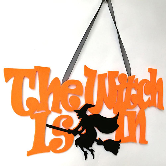 Enchanted Halloween Witch Non-Woven Fabric Hanging Sign - Bewitching Home Decoration