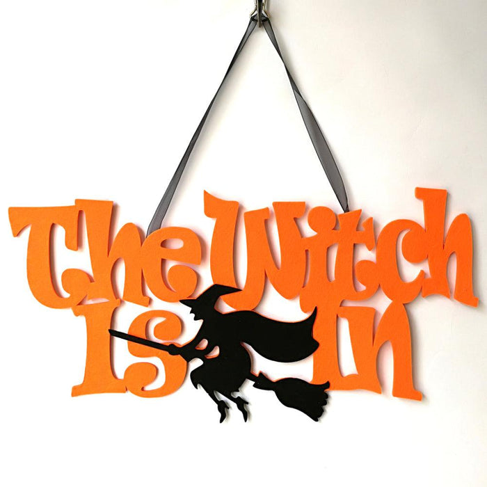 Enchanted Halloween Witch Non-Woven Fabric Hanging Sign - Bewitching Home Decoration