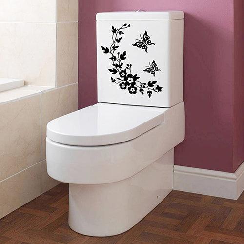 Whimsical Butterfly and Flower PVC Wall Decal Set for Bathroom Decoration