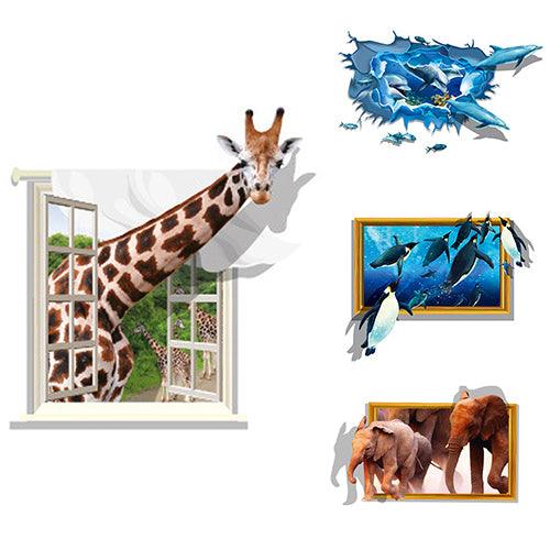 3D Animal Pattern Wall Stickers for Home Decor - Fun and Creative