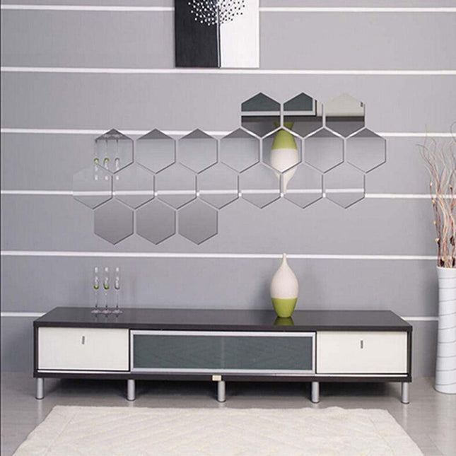 Modern Hexagonal Acrylic Mirror Wall Decals for Chic Home Decoration