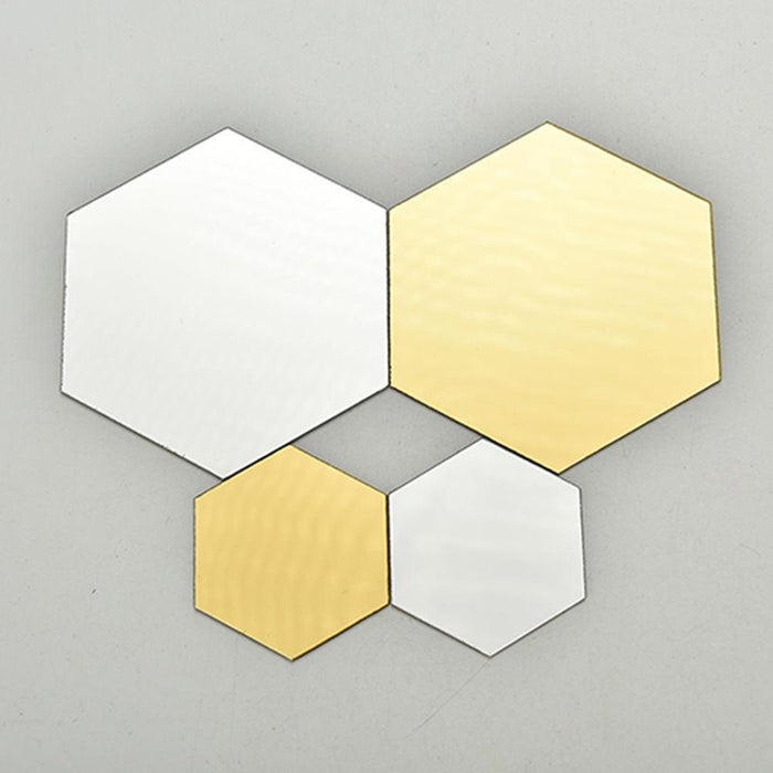 Mirrored Hexagonal Wall Art Sticker Set for Home Decoration