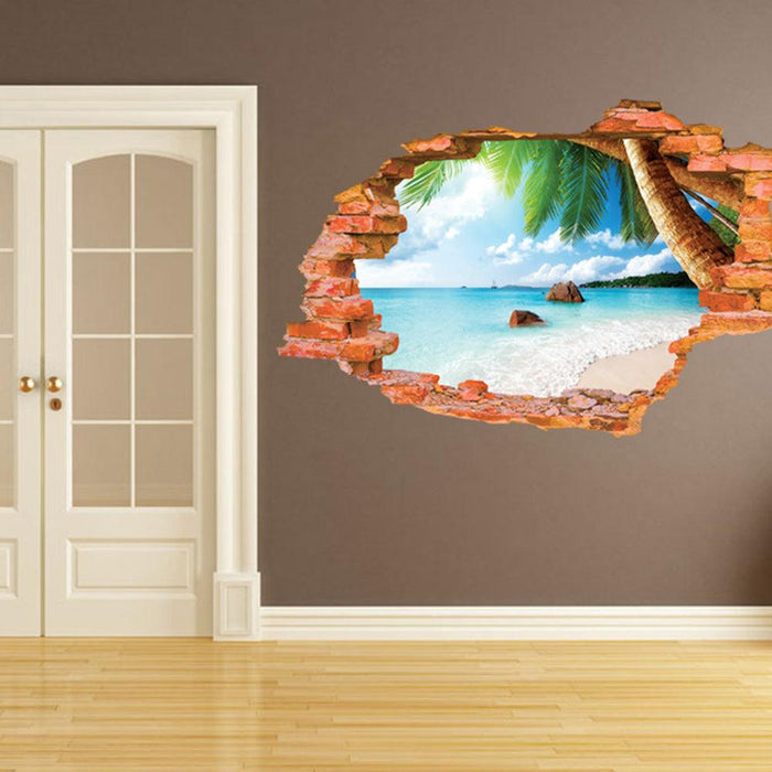 3D Ocean Waves Peel and Stick Wall Decal for Home Decor Transformation