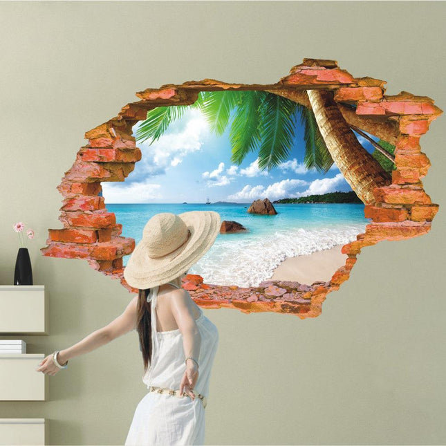 Tranquil Ocean Waves 3D Wall Art Decal for Serene Interior Design