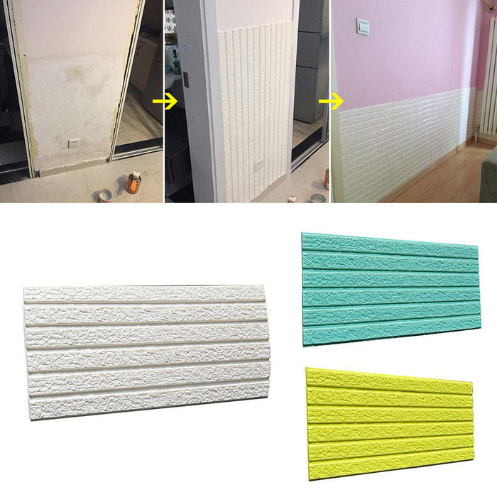 3D Striped Tile Wall Decal for Kitchen Bathroom Waterproof Background Decor
