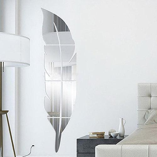 Removable 3D Feather Mirror Wall Stickers Decals Art Home Decor DIY