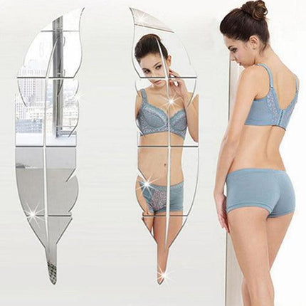 Elegant Feather 3D Mirror Wall Stickers - Transform Your Home Decor