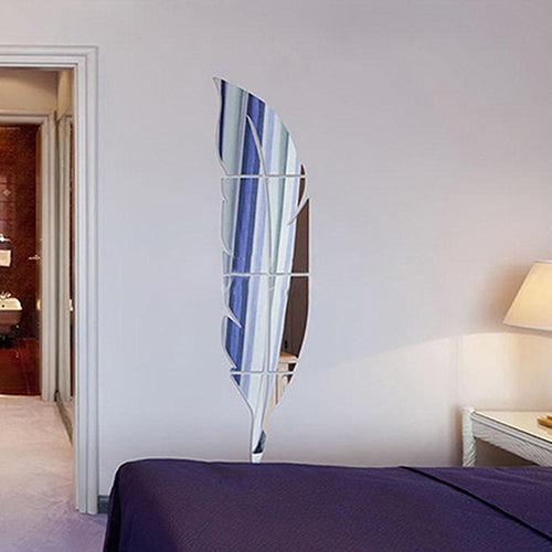 3D Acrylic Feather Wall Mirror Stickers for Home Decor