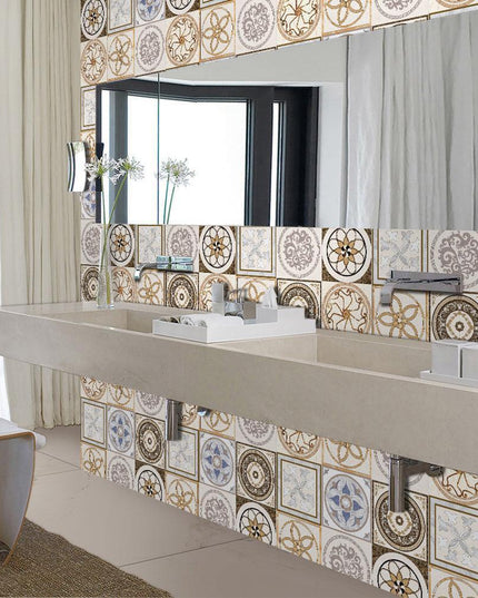 Mediterranean Floral Waterproof Wall Art Decals for Kitchen and Bathroom