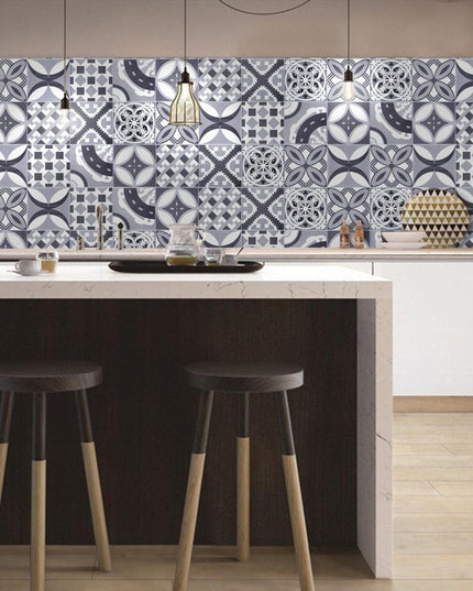 Mediterranean Floral Waterproof Wall Art Decals for Kitchen and Bathroom