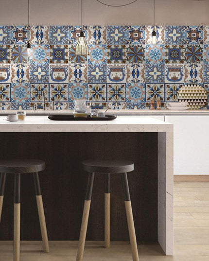 Mediterranean Floral Waterproof Wall Art Decals for Kitchen and Bathroom