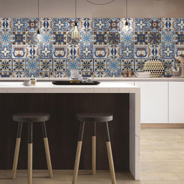 5m Waterproof 3D Mediterranean Tile Wall Sticker Floor Kitchen Bathroom Decor