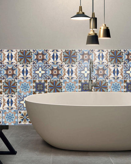 Mediterranean Floral Waterproof Wall Art Decals for Kitchen and Bathroom