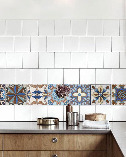 Mediterranean Floral Waterproof Wall Art Decals for Kitchen and Bathroom