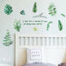 Green Leaves and Letters Wall Stickers Home Decor for Living Room