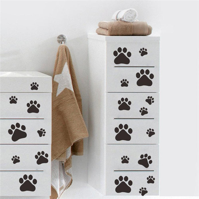 Cartoon Cat Paw Print Adhesive Wall Decals for Kids' Room Home Decor