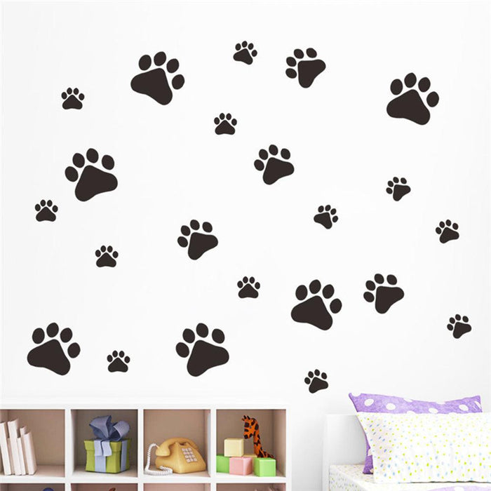 Whimsical Cartoon Animal Paw Pattern Adhesive Wall Stickers for Kids' Room and Home Decor