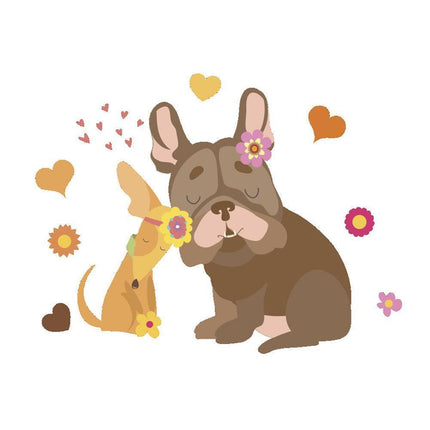 Charming Cartoon Dog Floral Wall Sticker for Cozy Room Transformations