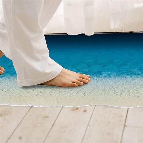 Summer Paradise with our Removable 3D Beach View Floor Sticker