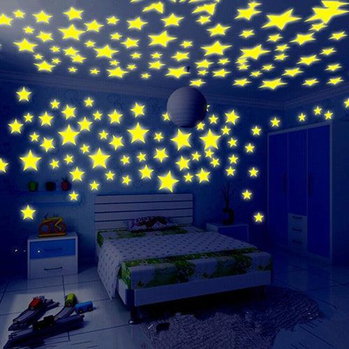 Enchanting Glow-in-the-Dark Star Sticker Set for Kids' Room Decor