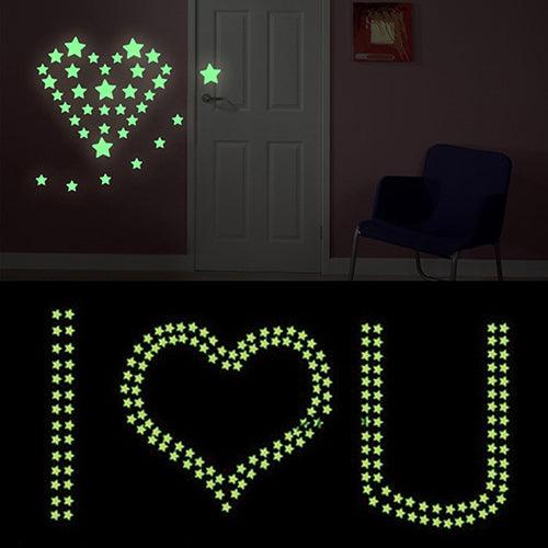 100Pcs 3D Stars Glow In The Dark Ceiling Wall Stickers Cute Living Home Decor-Tools & Home Improvement›Painting Supplies, Tools & Wall Treatments›Wall Stickers & Murals›Stickers-Très Elite-Pink-Très Elite